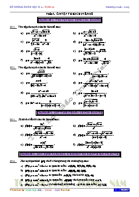 Đề cương ôn thi học kì 1  Toán 10 - Phần 2 Ôn tập theo Chuyên đề